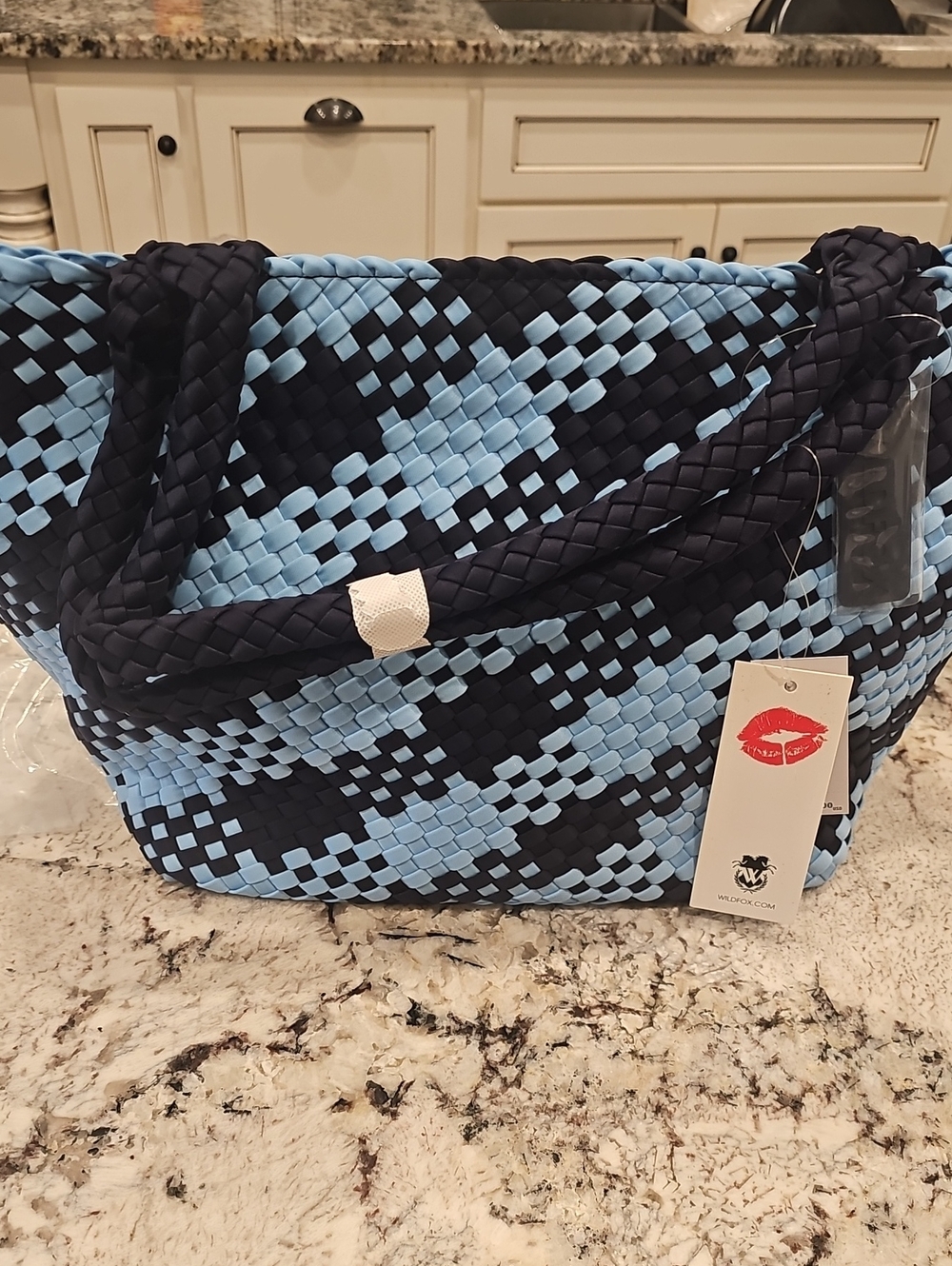 NWT Wildfox Blue Neoprene Tote Retail 125.00